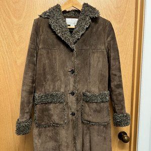 Nine West  Suede and Faux Shearling Coat